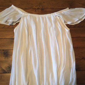 White Off The Shoulder Flutter Sleeve Dress